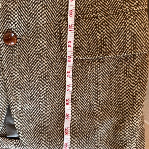 Vintage Brown Herringbone Harris Tweed Wool Blazer Sz 38R - Picture 9 of 10